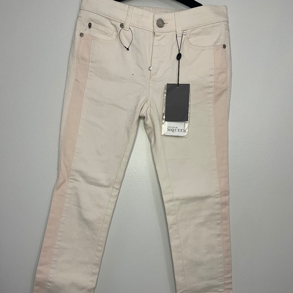 Alexander McQueen Light Rose Jeans – Size 38, Signature Skull Detail (New!)